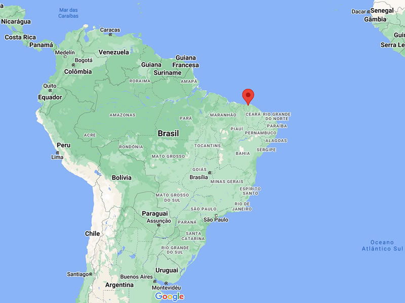 Localizacion geográfica de Jericoacoara en América del Sur